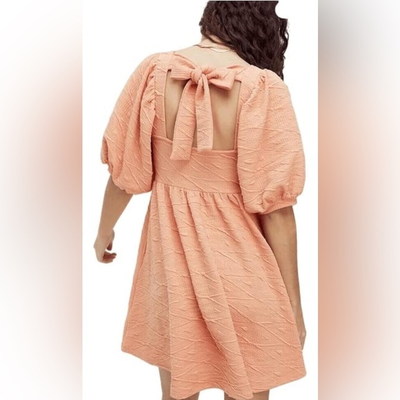 Free People Violet Mini Dress In Grapefruit NWT (Size L) - Picture 2 of 7